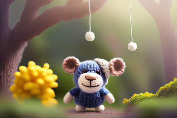 Cute little bear with hat.  Created with ai technologies
