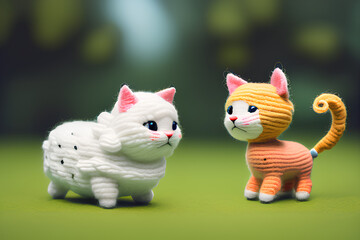 Two cute kitty. Toys. Created with ai technologies 