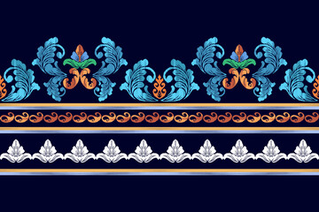 Ikat ethnic seamless pattern design Aztec fabric boho mandalas textile wallpaper tribal native motive carpet ornaments African American Indian folk embroidery vector 