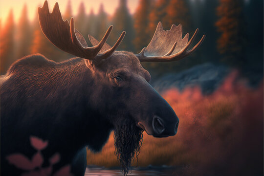 Photorealistic image of a moose. Generative AI