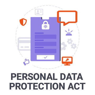 PDPA or Personal data protection act concept, Secure data management and protect data from hacker attacks and padlock icon to internet technology networking vector illustration