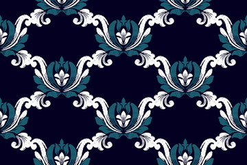 Ikat ethnic seamless pattern design Aztec fabric boho mandalas textile wallpaper tribal native motive carpet ornaments African American Indian folk embroidery vector 