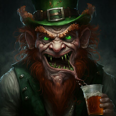 Evil Leprechaun Drinking, made with generative AI