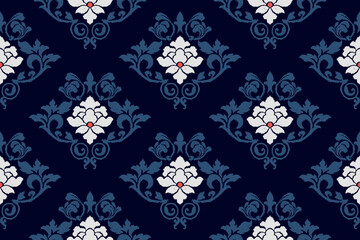 Ikat ethnic seamless pattern design Aztec fabric boho mandalas textile wallpaper tribal native motive carpet ornaments African American Indian folk embroidery vector 