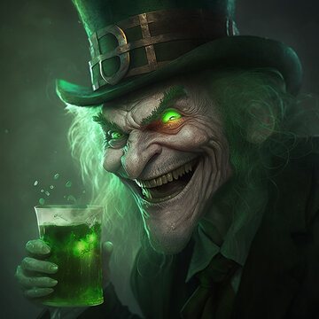 Evil Leprechaun Drinking, made with generative AI