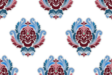 Ikat ethnic seamless pattern design Aztec fabric boho mandalas textile wallpaper tribal native motive carpet ornaments African American Indian folk embroidery vector 