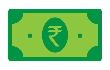 Rupee Indian currency paper note cash icon. Vector Illustration.