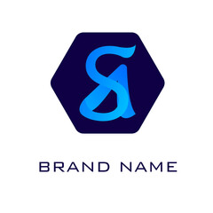 s and a logo template with blue gradient color