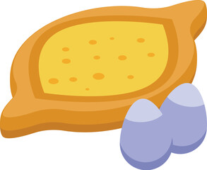 Egg khachapuri icon isometric vector. Food bread. Restaurant cooking