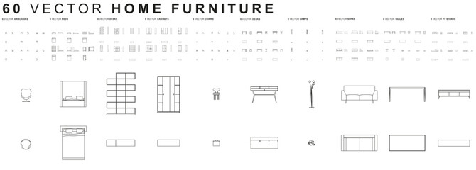 Vector - Home furniture (Collection set) - obrazy, fototapety, plakaty