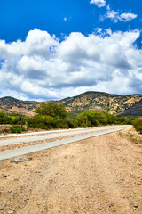 road across mountains with beautiful sky in zimapan hidalgo 