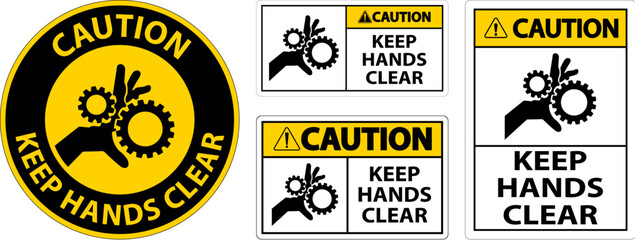 Caution Keep Hands Clear On White Background