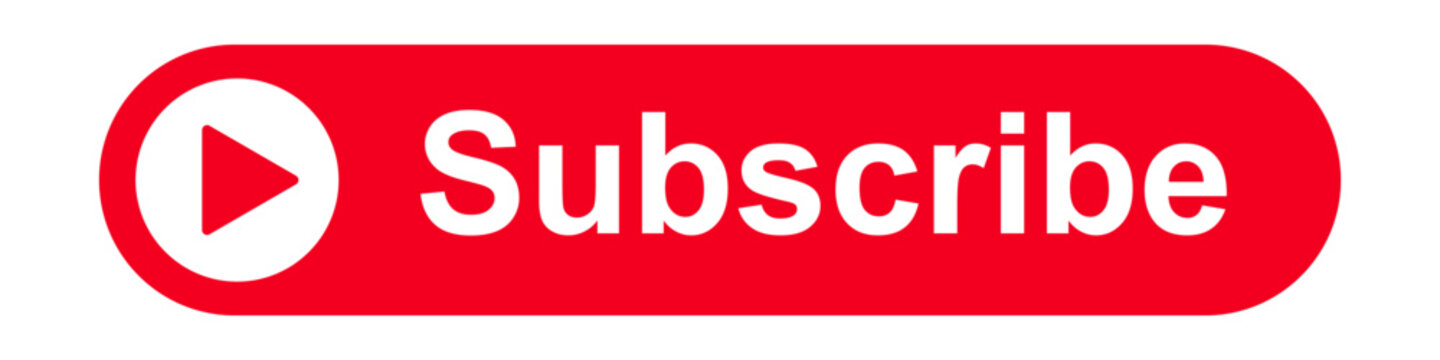Red subscribe button icon. Vector.
