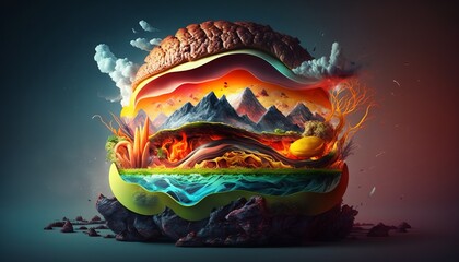 Create Your Perfect Burger: Endless Possibilities in Our Illustrations. AI Generative.