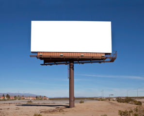 Large blank billboard with desert background and center cut out.  