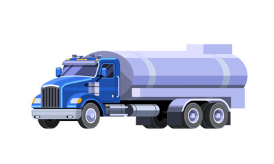 Abstract modern fuel truck front side view. Fuel tank vehicle. Vector isolated illustration. White background