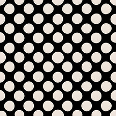 Seamless Large Texture of polka white  dot pattern on black abstract background with circles. Suitable for textile, packaging, postcards, Wallpapers, banners. Colorful gifts material, website, design	