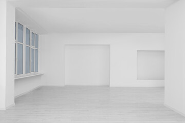 Beautiful window in spacious room during repair