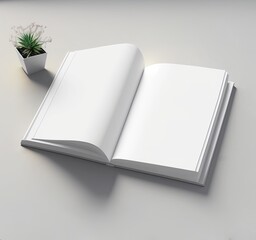 Open notebook with blank pages, generative ai