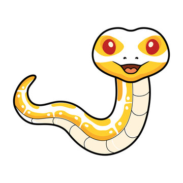 Cute albino ball python snake cartoon