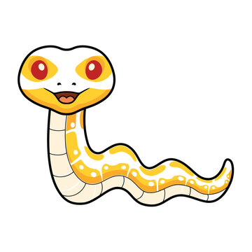 Cute albino ball python snake cartoon