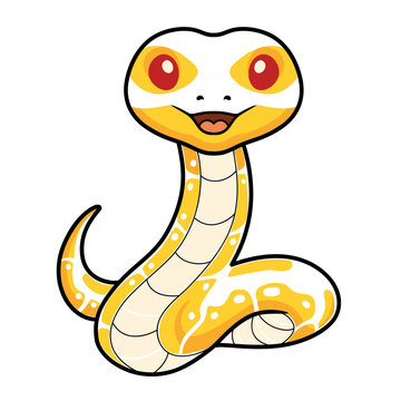 Cute albino ball python snake cartoon