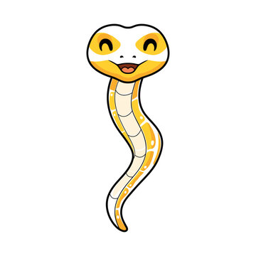 Cute albino ball python snake cartoon