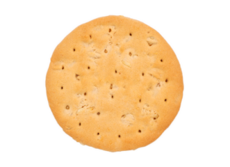 Top view, snack, single, round cookies or biscuits baked crispy rich tea, isolated on transparent background.