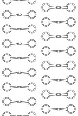 Vector seamless pattern of flat outline horse equestrian bit isolated on white background