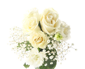 Beautiful bouquet of flowers isolated on white background