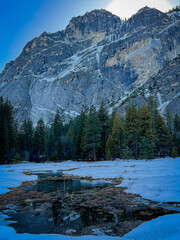 Pond and the mountains