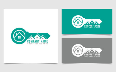 Key and house logo template for construction company