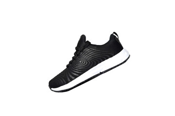 Unbranded black sport running shoes or sneakers isolated on transparent/PNG background