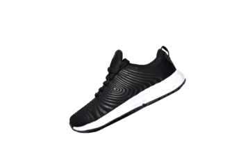 Unbranded black sport running shoes or sneakers isolated on transparent/PNG background