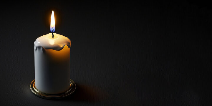 burning candle with dark background and empty space for text, generaive ai