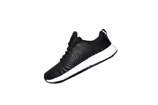 Unbranded black sport running shoes or sneakers isolated on transparent/PNG background