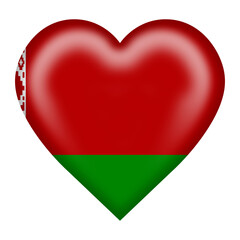 Belarus flag heart button isolated on white with clipping path 3d illustration