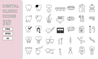 dental clinic icons set