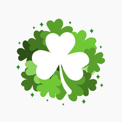 Illustration of four clover in green, st patricks day background