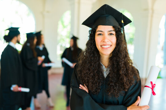 Attractive young woman finishing university education
