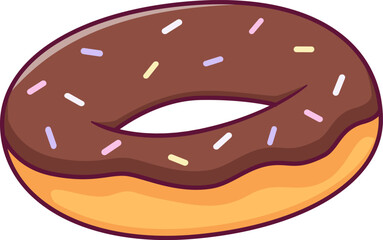 Donut with chocolate glaze. Vector illustration.