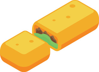 Cutted spring roll icon isometric vector. Chinese menu. China meal