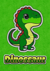 Cute dinossaur rex cartoon illustration in felt fabric style baby wild animal