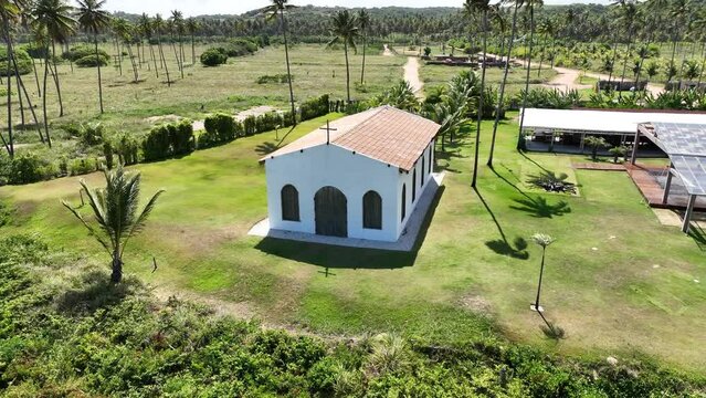 Landmark Church At Sao Miguel Dos Milagres In Alagoas Brazil. Famous Church. Nature Landscape. Background Scenery. Travel Destinations. Sao Miguel Dos Milagres Alagoas. 