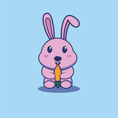 cute cartoon rabbit with carrot