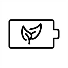 eco friendly battery icon. energy and environment symbol. vector illustration on white background.