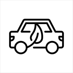 Eco car icon template. Green car icon. Green leaf and car sign. Environment protection transport symbol. vector illustration on white background