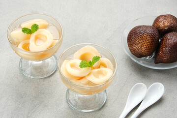 Manisan Salak, Indonesian traditional snack made from zalacca with sweet and spicy taste. 