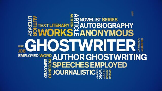 Ghostwriter animated tag word cloud;text design animation kinetic typography seamless loop.
