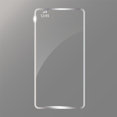 Transparent phone screen. Digital technology. Vector illustration.